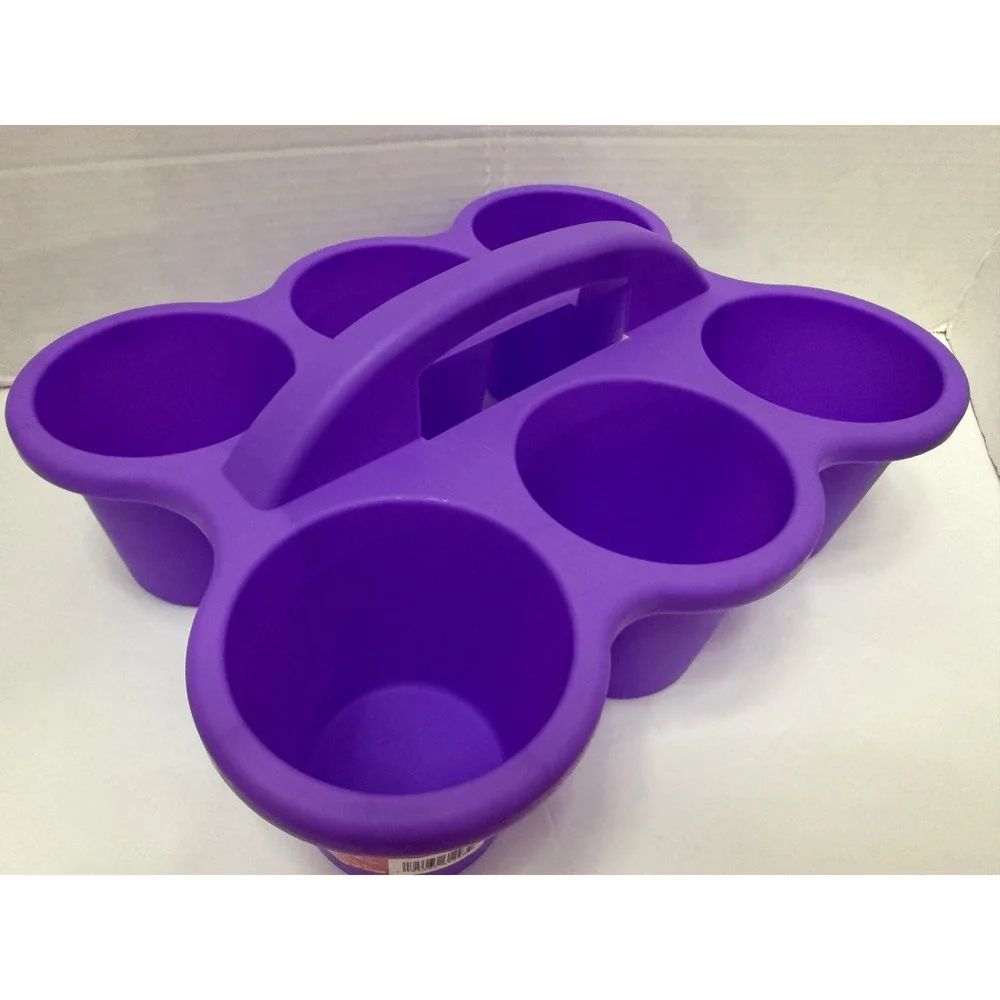 Teaching Tree Purple Plastic Cup Caddy 6 Holes Classroom Art Supply Organizer